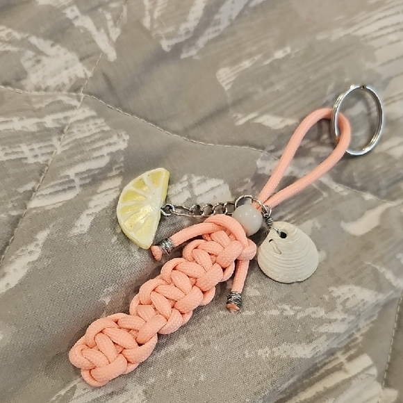 Accessories - HADPink Braided Keychain with Lemon and Shell Charms